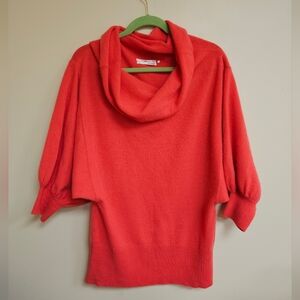 Anthropologie Natalie Cashmere Cowl Neck Sweater Bright Pink Dolman Sleeve